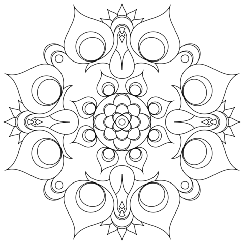 Peacock Mandala Coloring Page